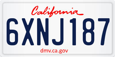 CA license plate 6XNJ187