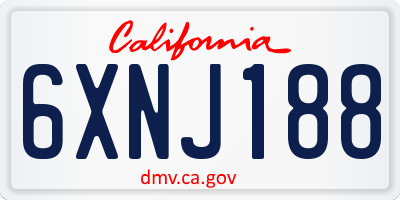 CA license plate 6XNJ188