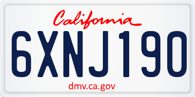 CA license plate 6XNJ190