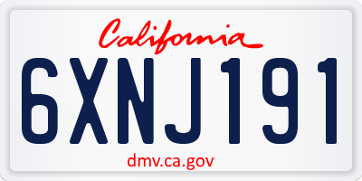 CA license plate 6XNJ191
