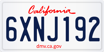 CA license plate 6XNJ192