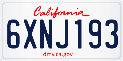 CA license plate 6XNJ193