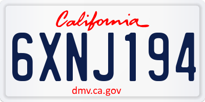 CA license plate 6XNJ194