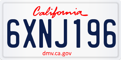 CA license plate 6XNJ196