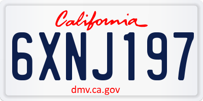 CA license plate 6XNJ197