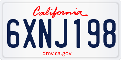 CA license plate 6XNJ198