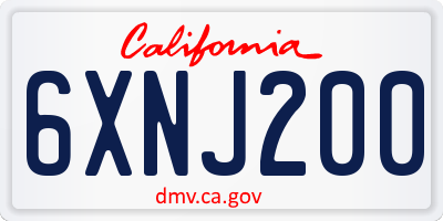 CA license plate 6XNJ200