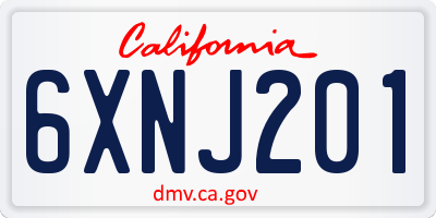 CA license plate 6XNJ201