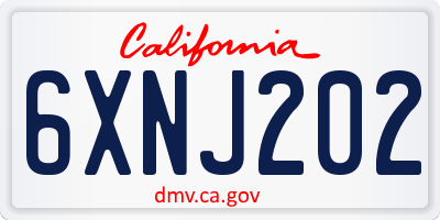 CA license plate 6XNJ202