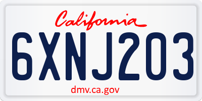 CA license plate 6XNJ203