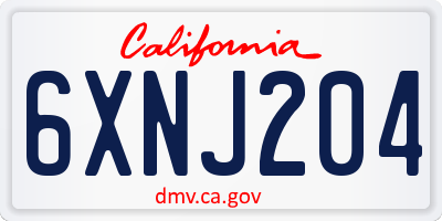 CA license plate 6XNJ204