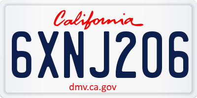 CA license plate 6XNJ206