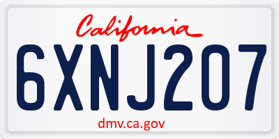 CA license plate 6XNJ207