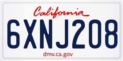 CA license plate 6XNJ208