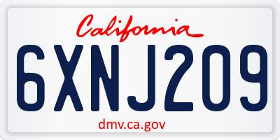 CA license plate 6XNJ209