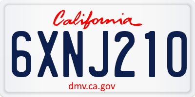 CA license plate 6XNJ210