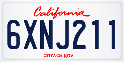 CA license plate 6XNJ211
