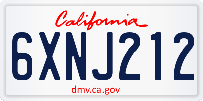 CA license plate 6XNJ212