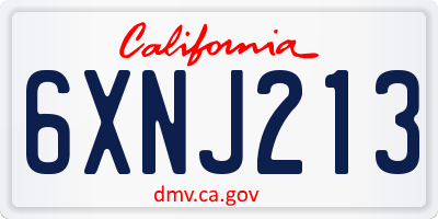 CA license plate 6XNJ213