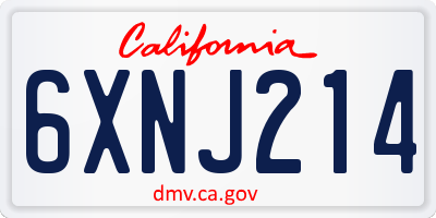 CA license plate 6XNJ214