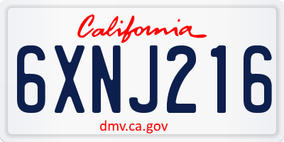CA license plate 6XNJ216