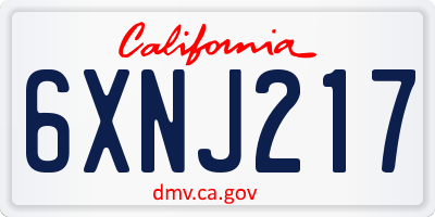 CA license plate 6XNJ217