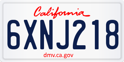 CA license plate 6XNJ218