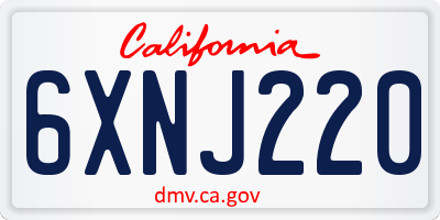 CA license plate 6XNJ220