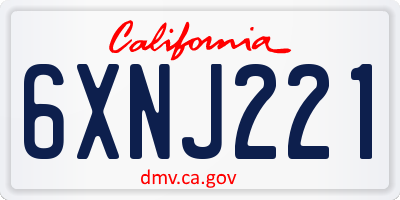CA license plate 6XNJ221