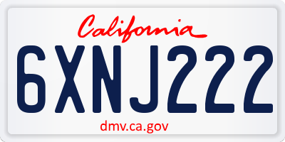 CA license plate 6XNJ222