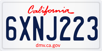 CA license plate 6XNJ223