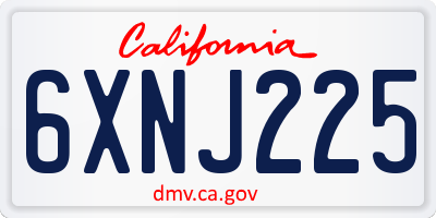 CA license plate 6XNJ225