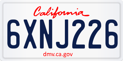 CA license plate 6XNJ226