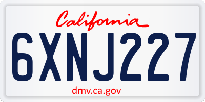 CA license plate 6XNJ227