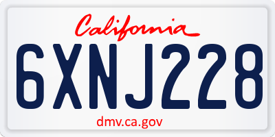 CA license plate 6XNJ228