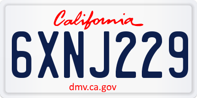 CA license plate 6XNJ229