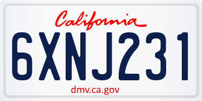 CA license plate 6XNJ231