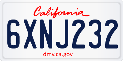 CA license plate 6XNJ232