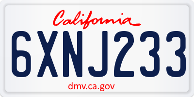 CA license plate 6XNJ233
