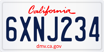 CA license plate 6XNJ234