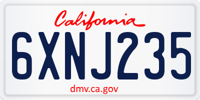 CA license plate 6XNJ235