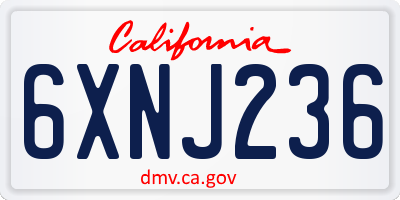CA license plate 6XNJ236