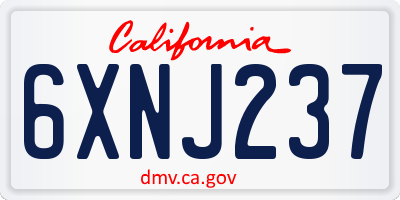CA license plate 6XNJ237