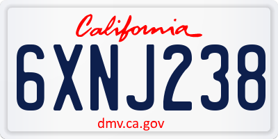 CA license plate 6XNJ238