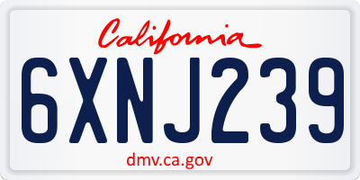 CA license plate 6XNJ239