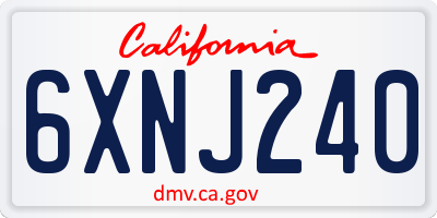 CA license plate 6XNJ240