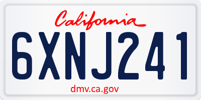 CA license plate 6XNJ241