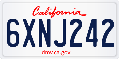 CA license plate 6XNJ242