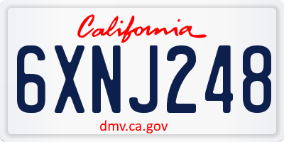 CA license plate 6XNJ248
