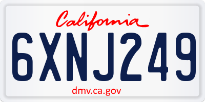 CA license plate 6XNJ249